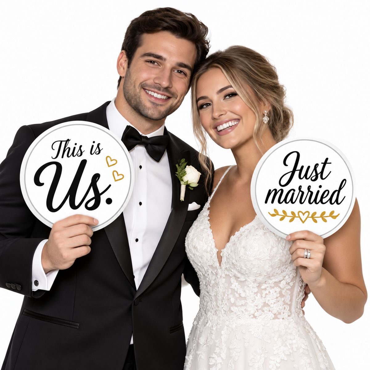 White with Black and Gold Wedding Prop Set