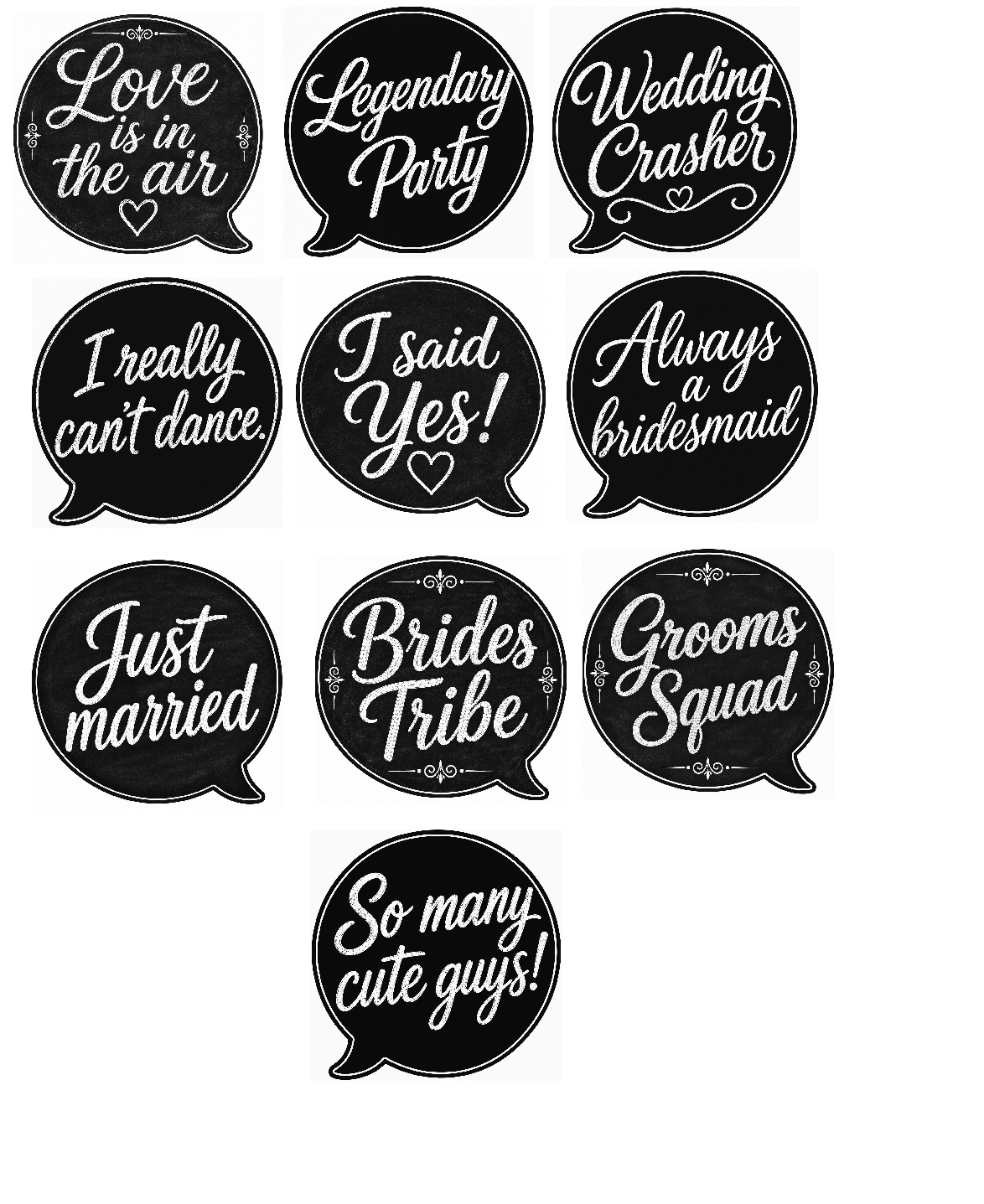 Chalk letters Wedding Prop Set
