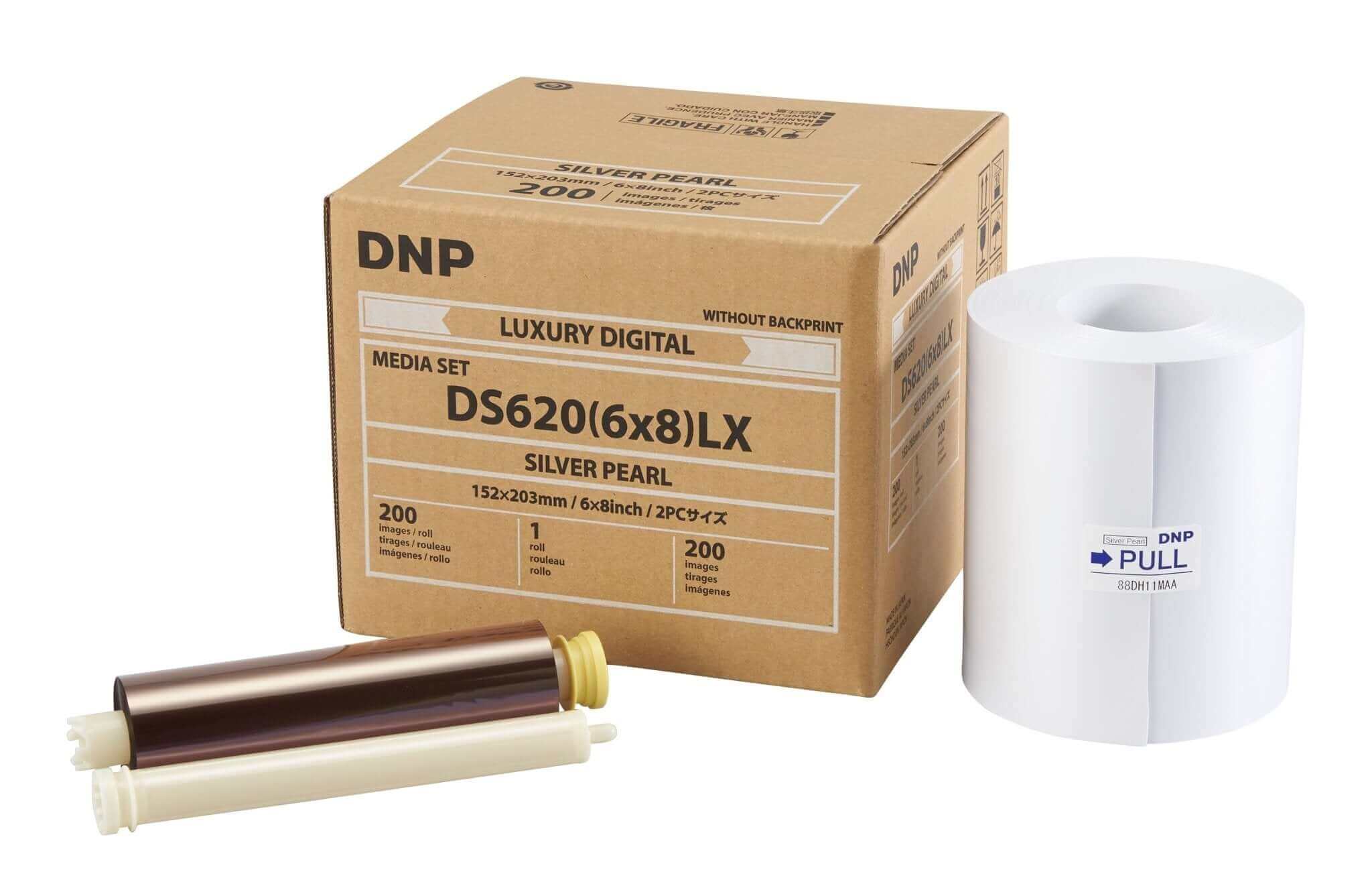 DNP DS620 6x8" Silver Pearl Luxury Media Set for DS620A Printer - Includes paper and ribbon rolls.
