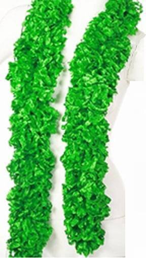 Vibrant green featherless boa made of microfiber for stylish events, washable and easy to store in a tule bag.