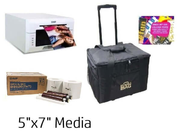 DNP DS620A Printer Bundle with 5x7 Media, Rolling Case & Props