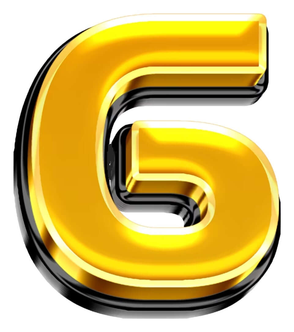 Bright gold Number 6 photo booth prop, 15 inches long, 6mm thick, perfect for fun photos!