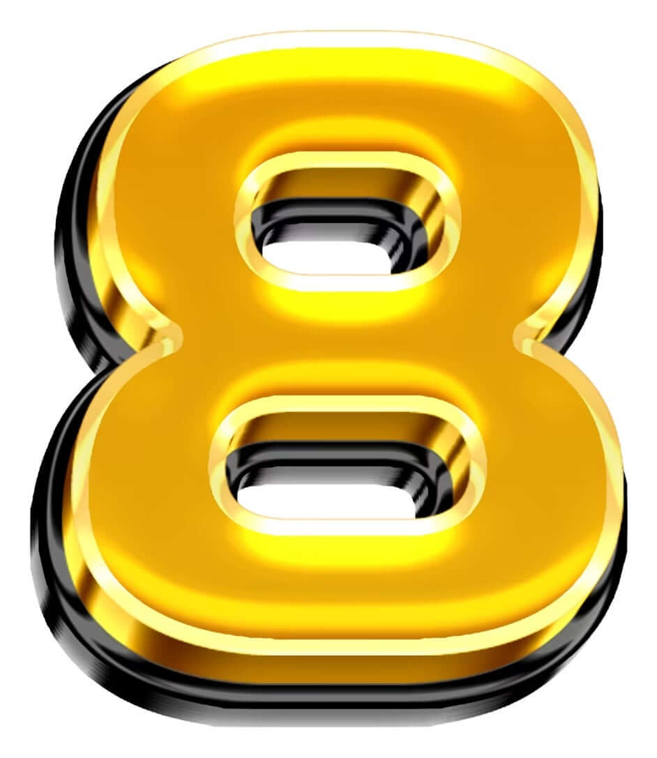 Number 8 in bright gold color, ideal for photo booth props with amazing quality for memorable pictures.