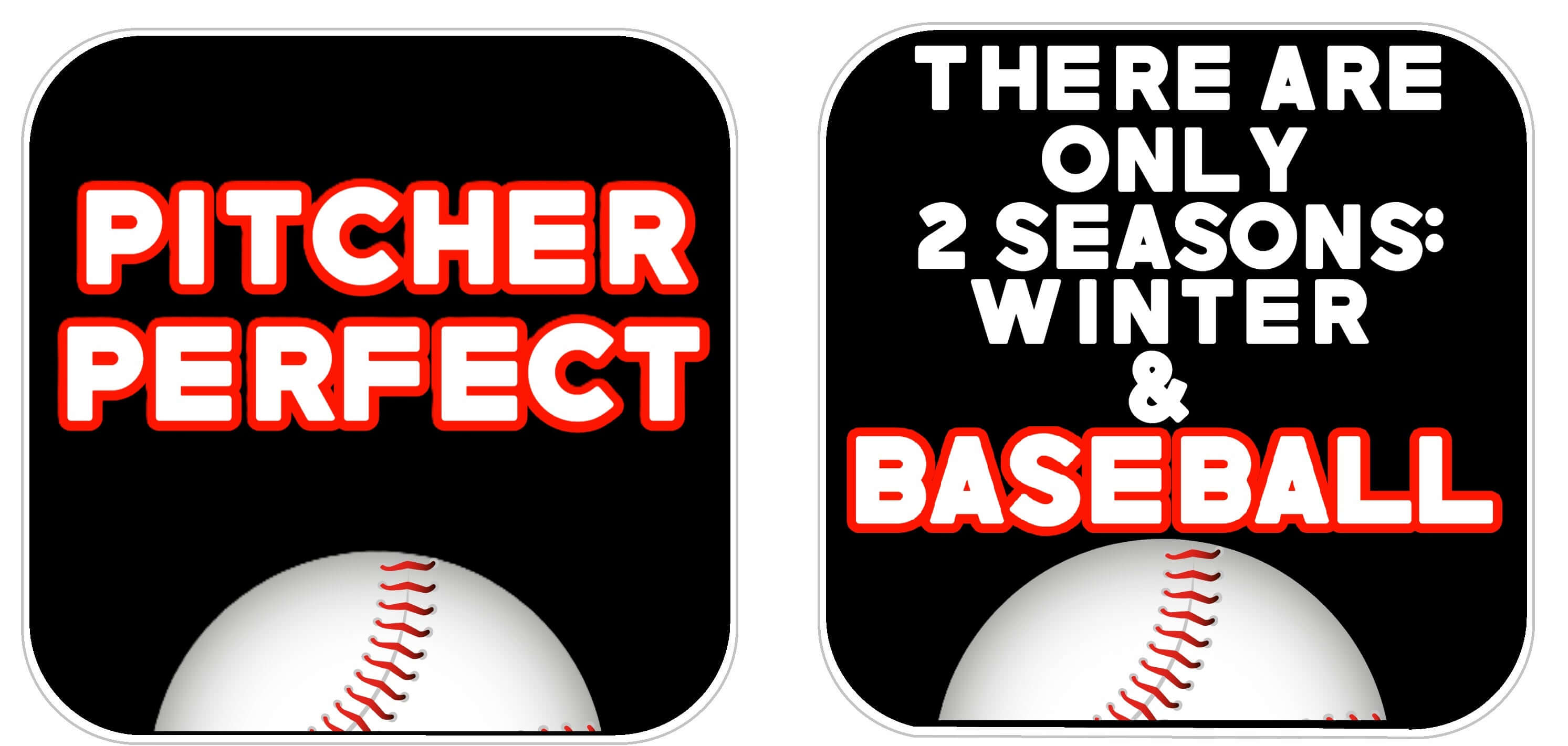 Baseball Prop Set colorful photo booth props featuring 'Pitcher Perfect' and 'There Are Only 2 Seasons: Winter & Baseball'