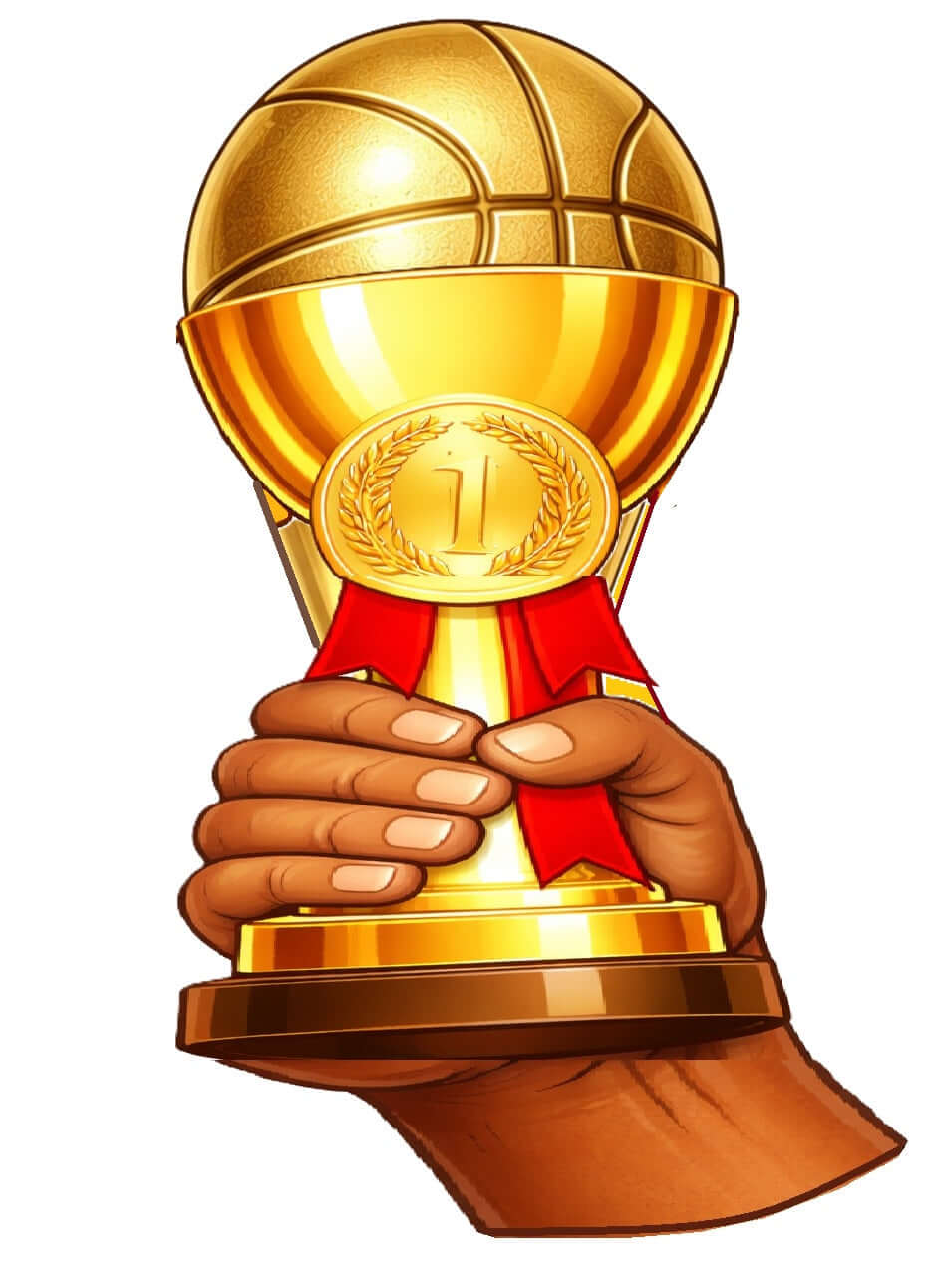 Basketball Prop Set trophy with basketball design, colorful and vibrant photo booth props for fun parties.