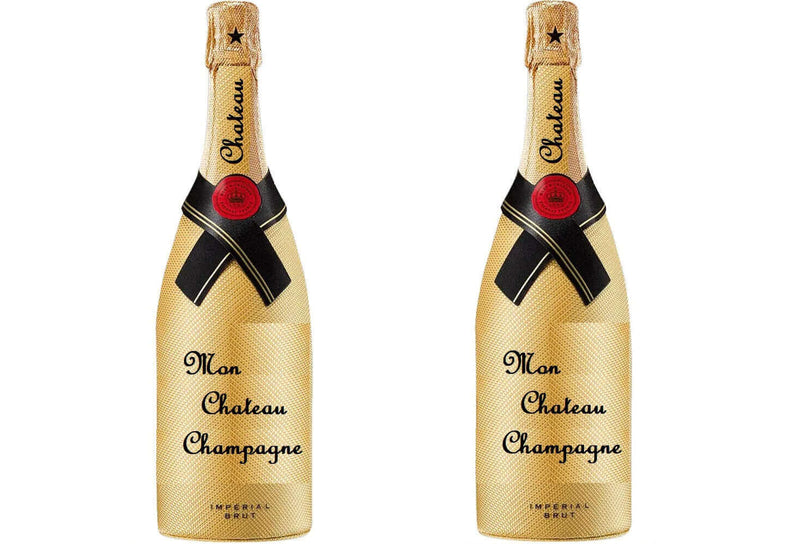 Big Mon Chateau Champagne prop, colorful and fun design, 15 inches tall, anti-glare quality, perfect for celebrations.