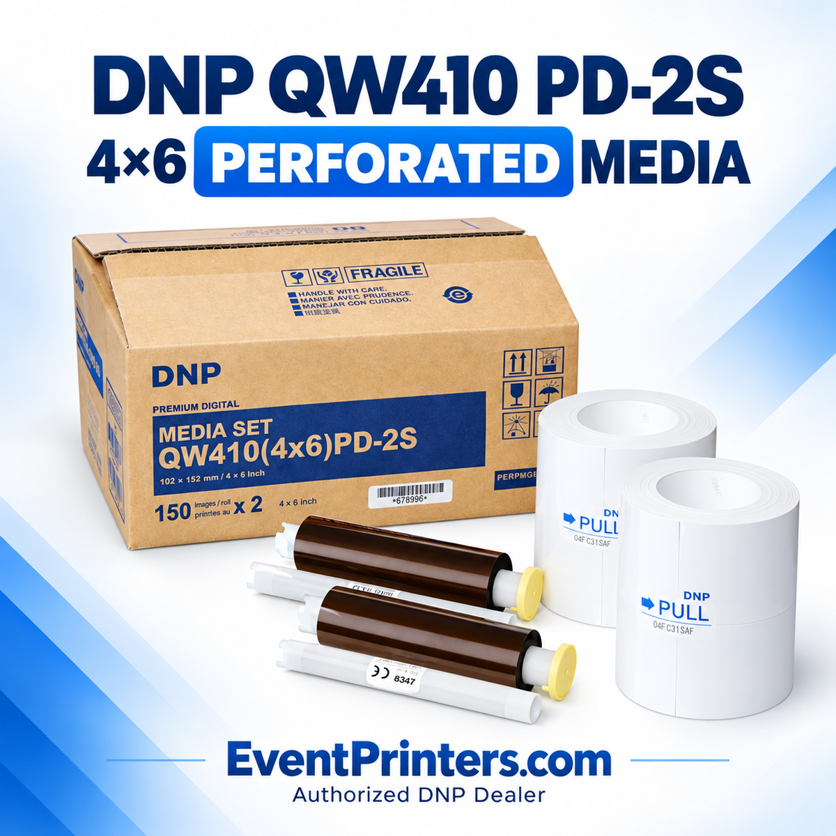 DNP QW410 PD-2S Perforated 4x6 Media - Paper and Ribbon Print Kit