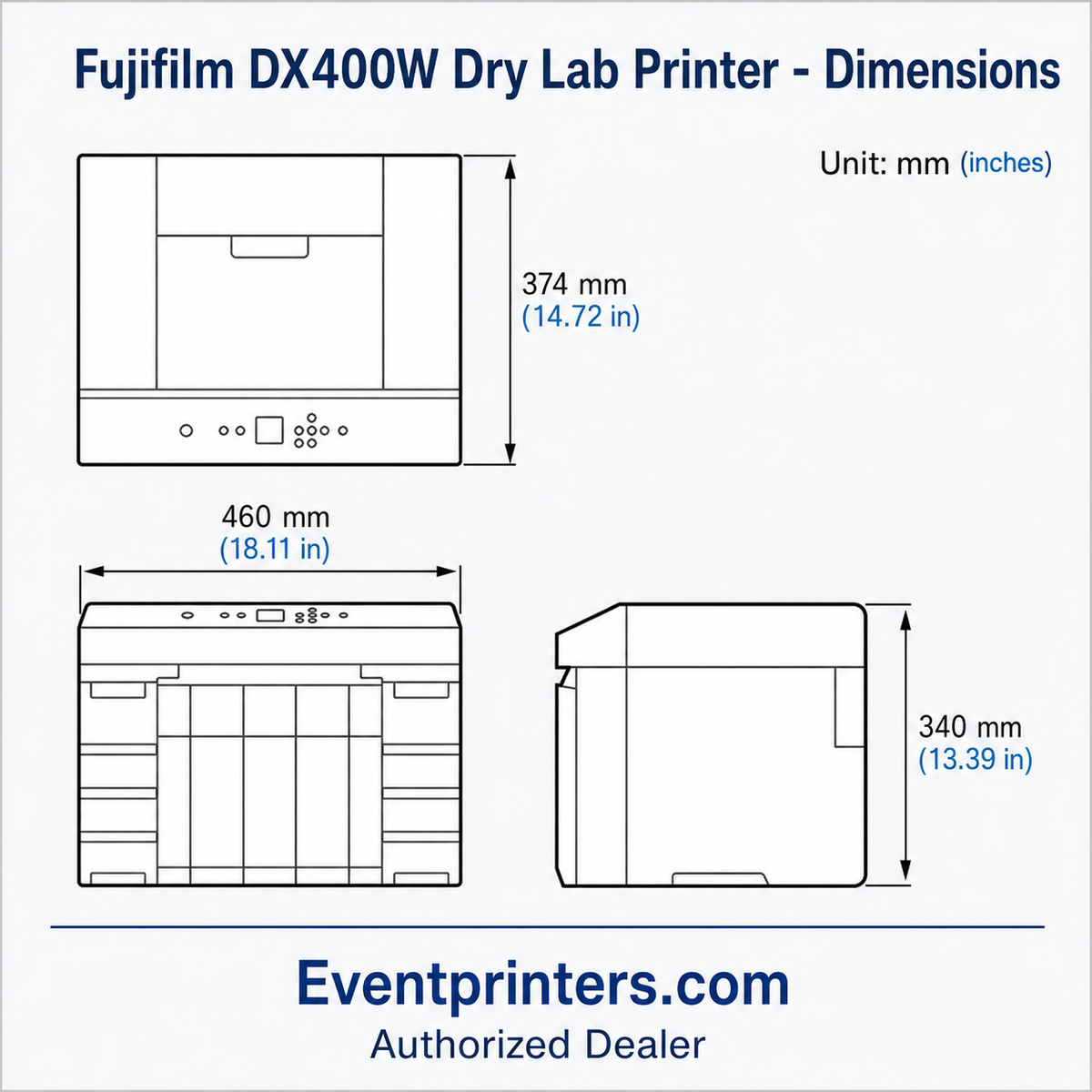 Fujifilm Frontier DX400W printer dimensions