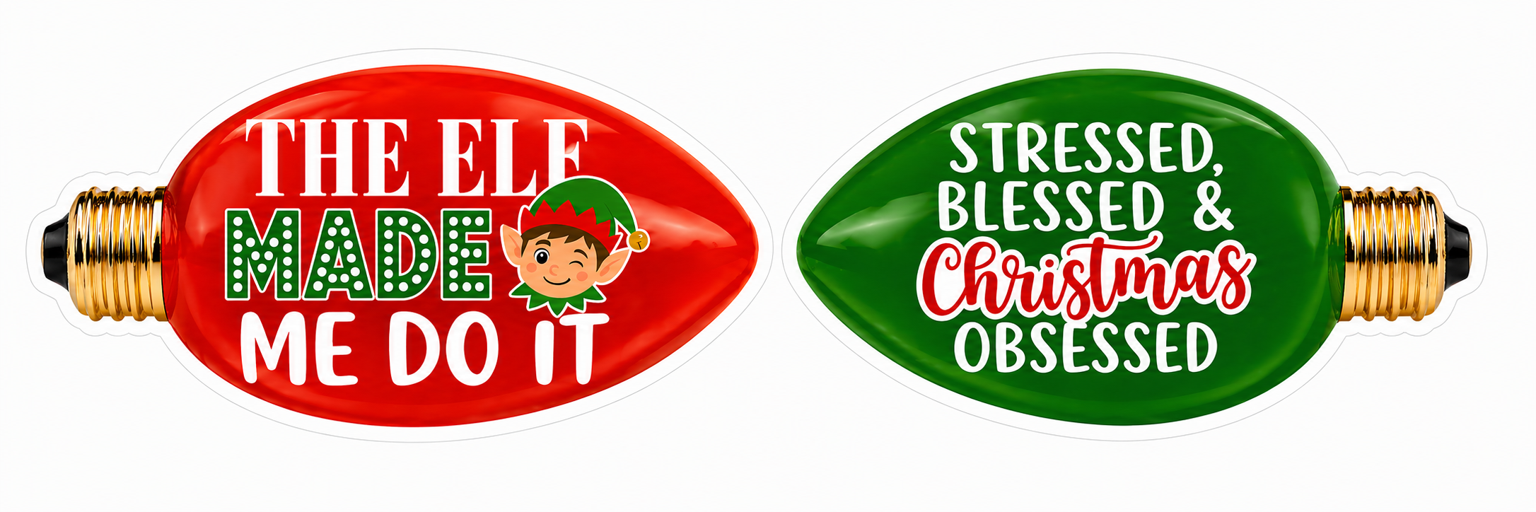 Christmas Fun Bulbs - Photo Booth Sign Props . Set of5  - Double Sided