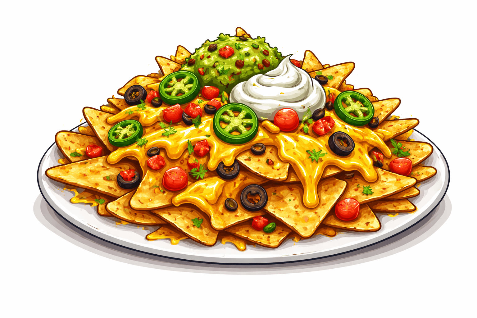 Nachos?? Nachos!  - Big PVC Photo Booth Prop on a plate with cheese, jalapenos, and sour cream, colorful and fun.