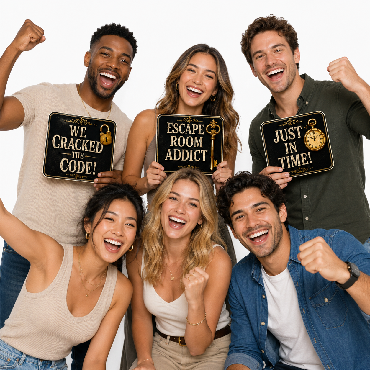 Escape Room Photo Booth Props – 5 Double-Sided Puzzle Party Props