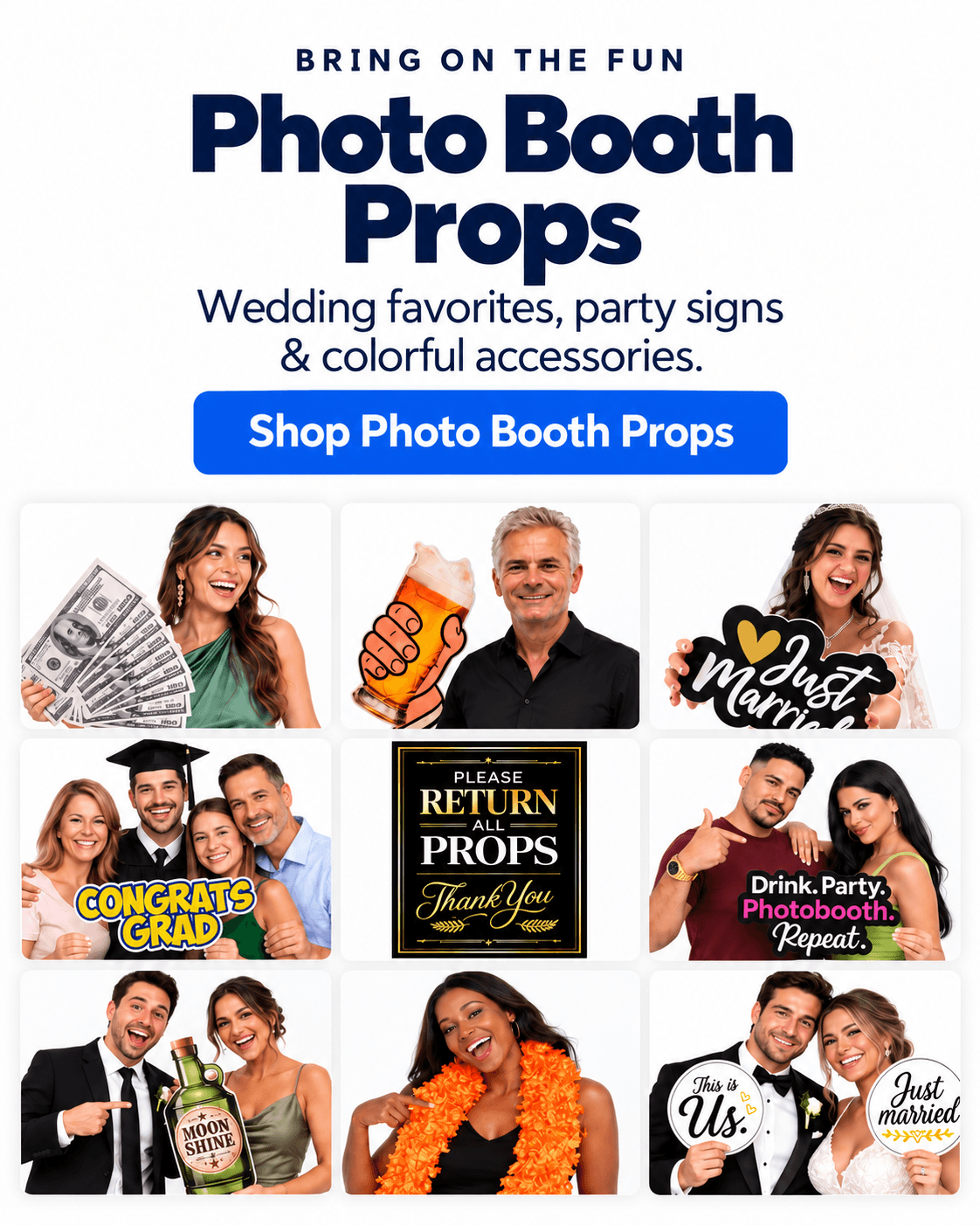 Photo booth props for weddings and more
