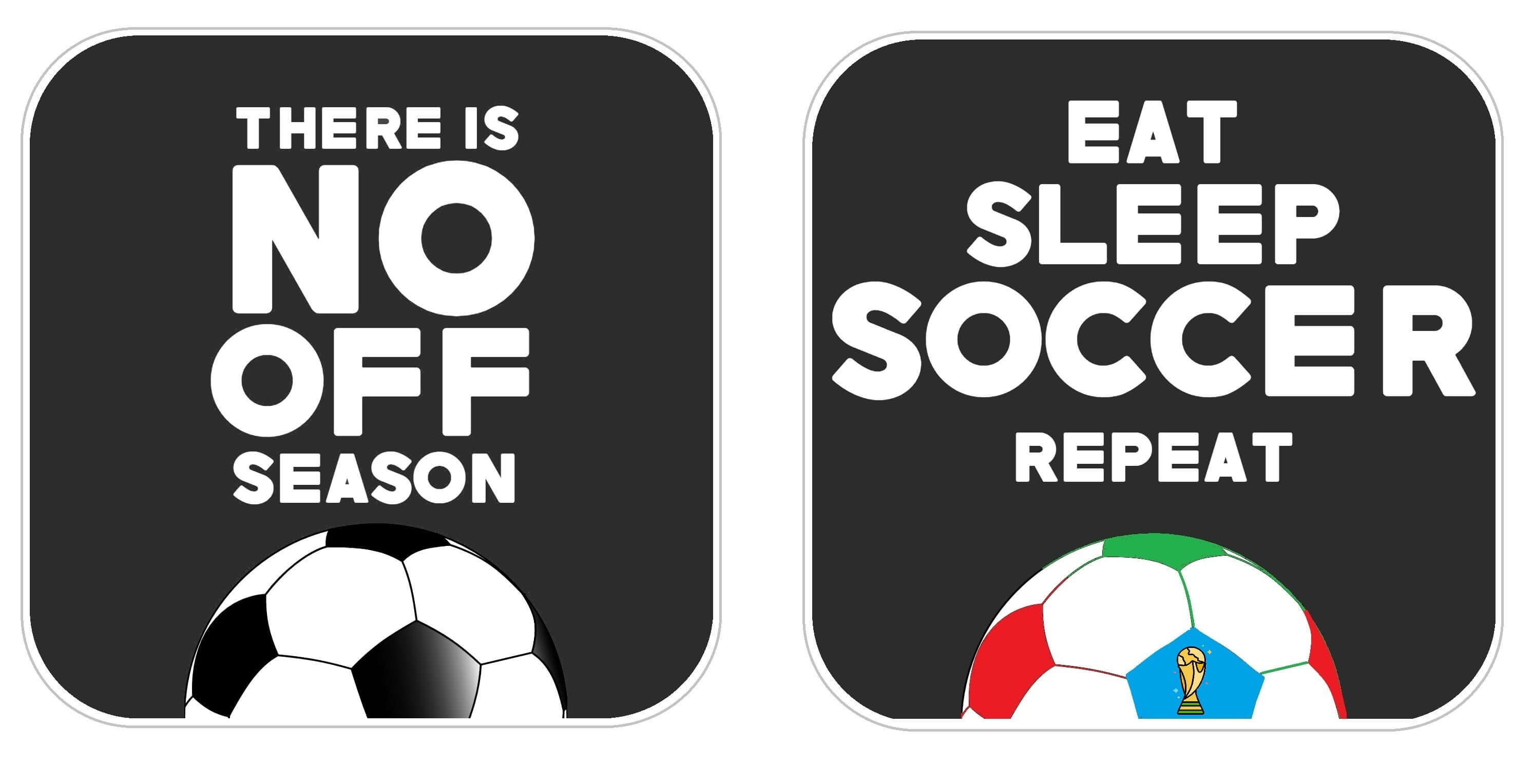Soccer prop set featuring colorful photo booth props with messages about soccer passion and commitment.