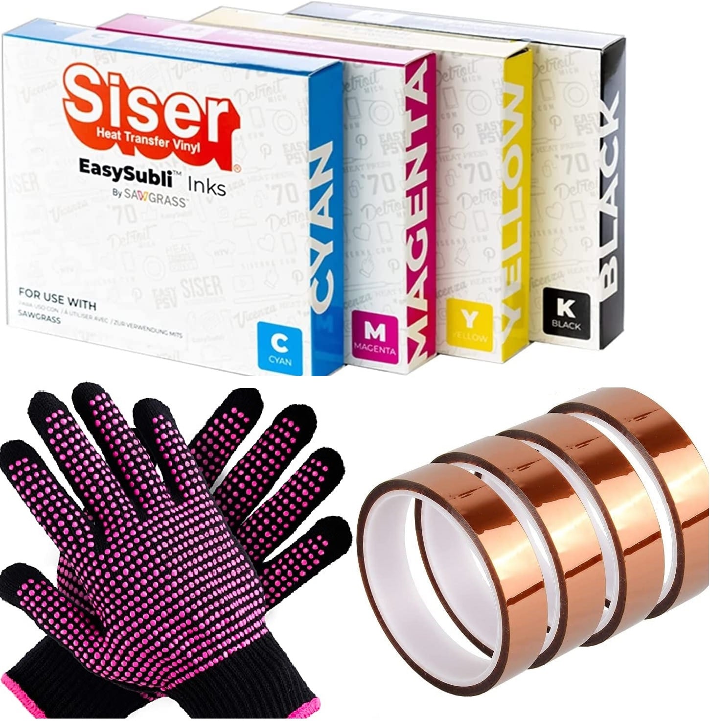 siser easysubli sg500 sg1000 ink set for Sawgrass sublimation printers - Cyan, Magenta, Yellow, Black.