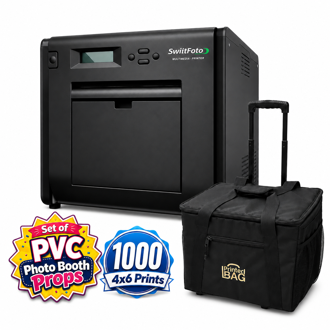 SwiftFoto KSF-10R Multimedia Printer Bundle with 1000 Prints, Set of Props & Rolling Case