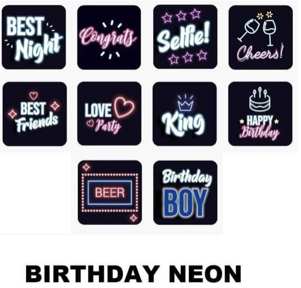 Birthday Neon Squares- 5 Piece Collection