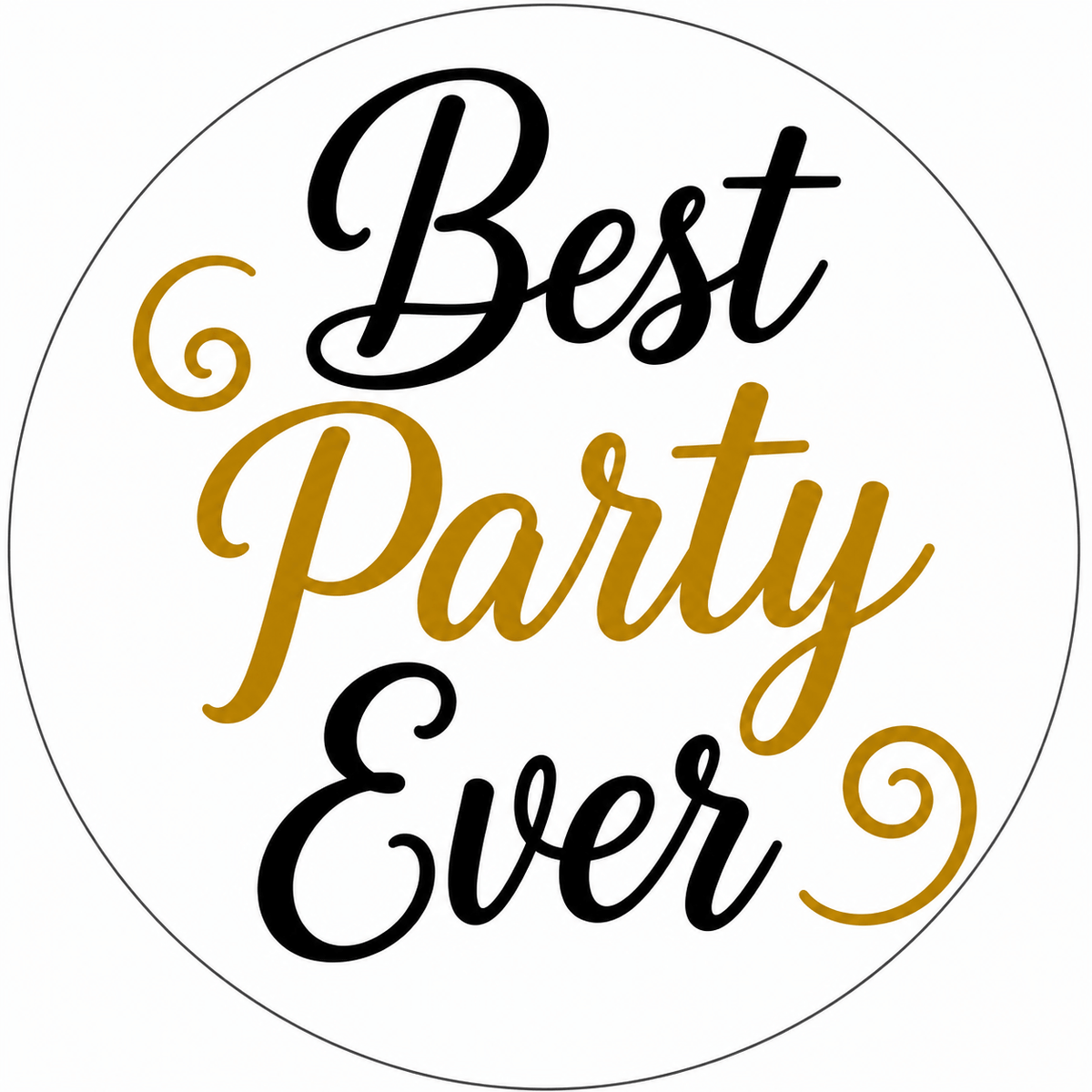 Best Party Ever sign from White, Black & Gold Wedding Photo Booth Props – 5 Double-Sided PVC Signs.