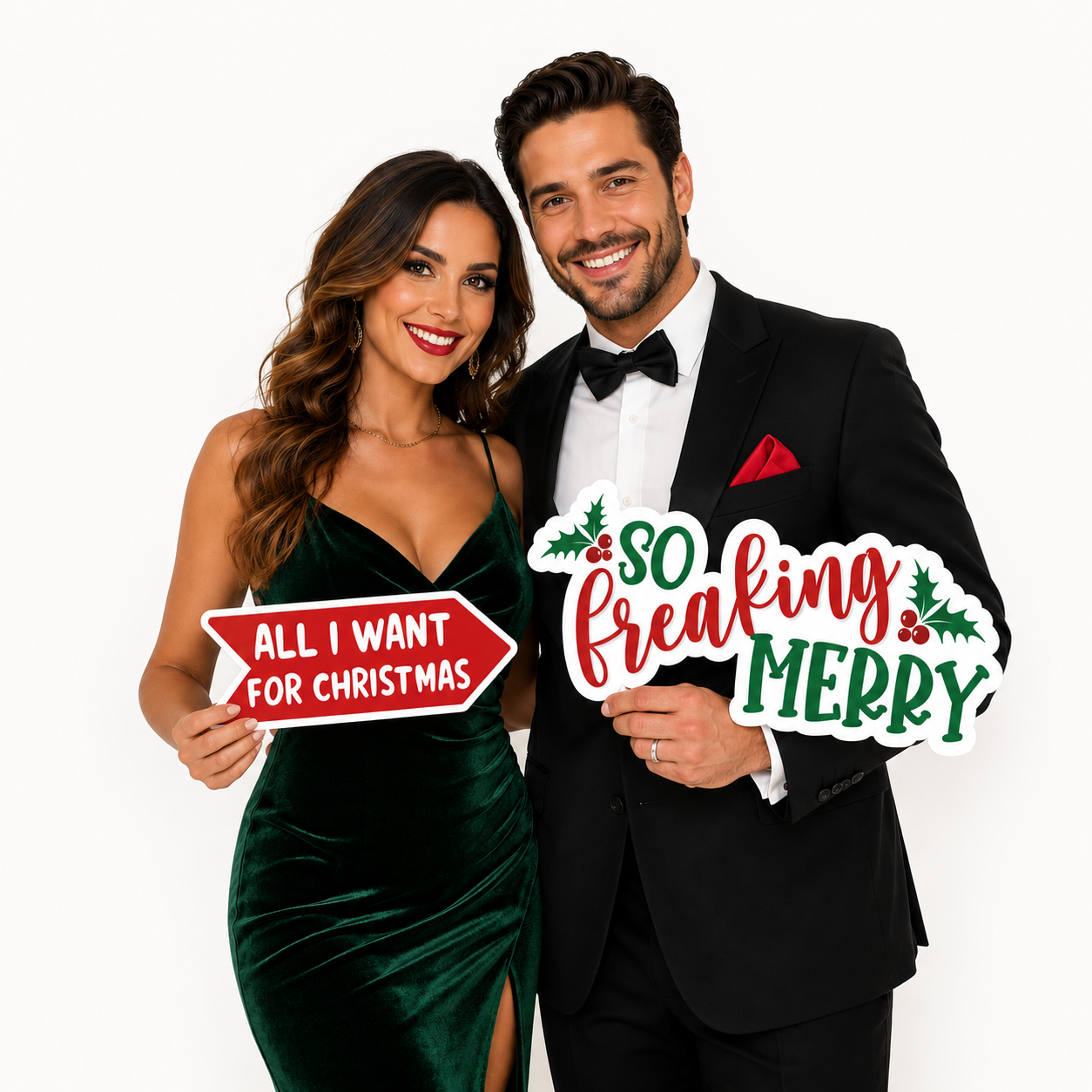 Christmas Big Words - Photo Booth Sign Props . Set of 6  - Single  Sided