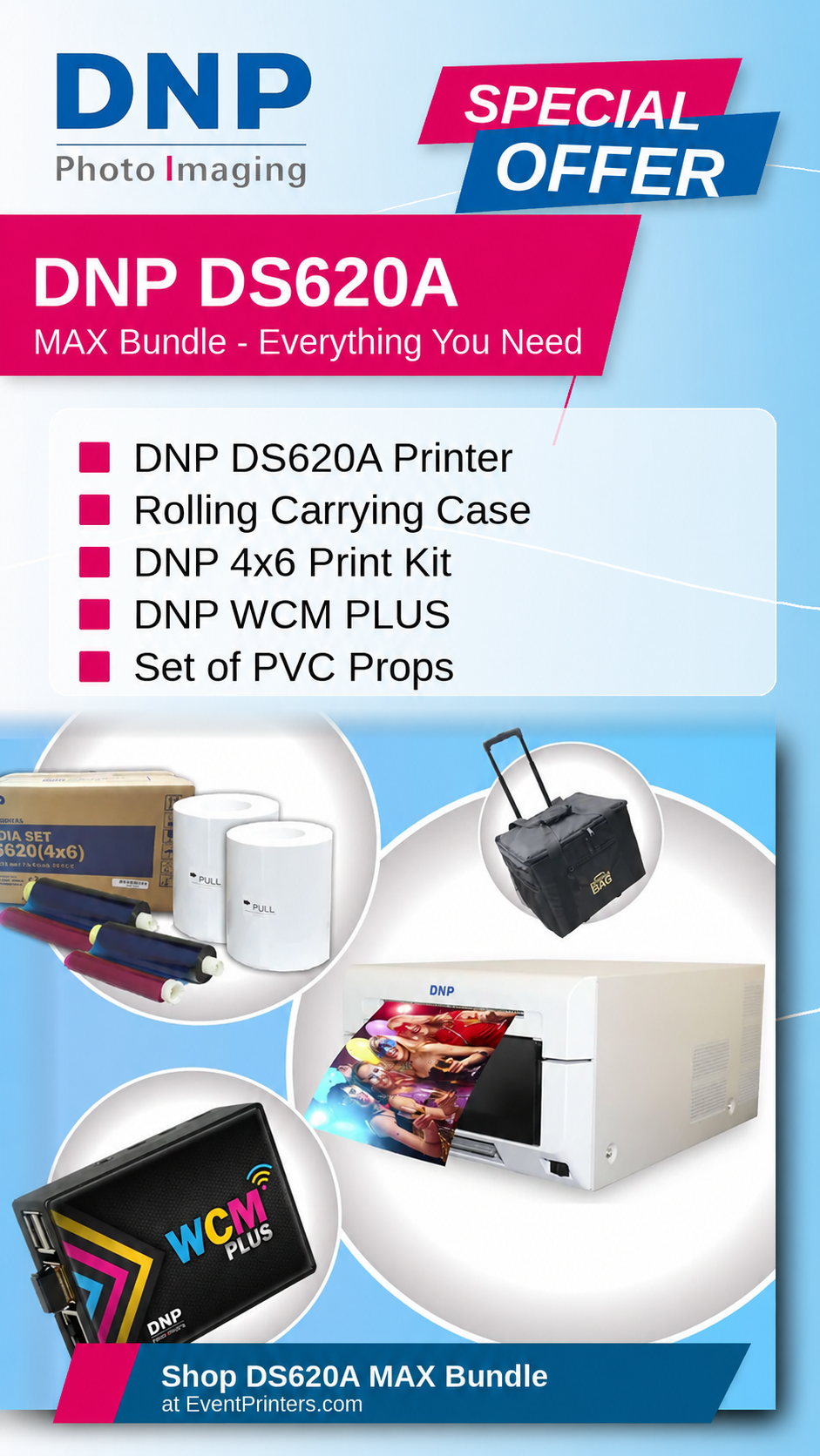dnp ds620a photo booth printer bundle banner mobile