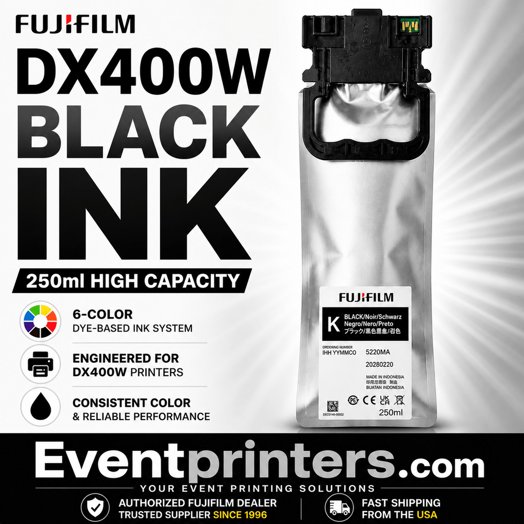 Fujifilm DX400W Black Ink 250ml Genuine Pouch | Authorized Dealer