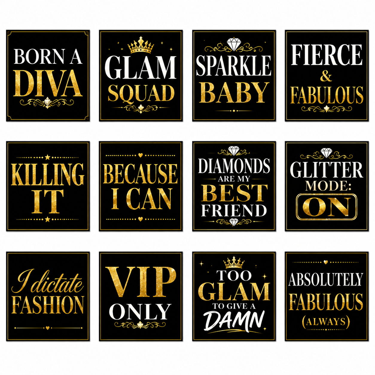Ultimate Glam Set Photo Booth Props- 6 piece set