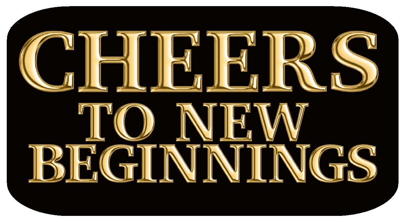 Grand Opening Oversized Set -5 Pieces – Cheers to New Beginnings sign with golden text on a black background.