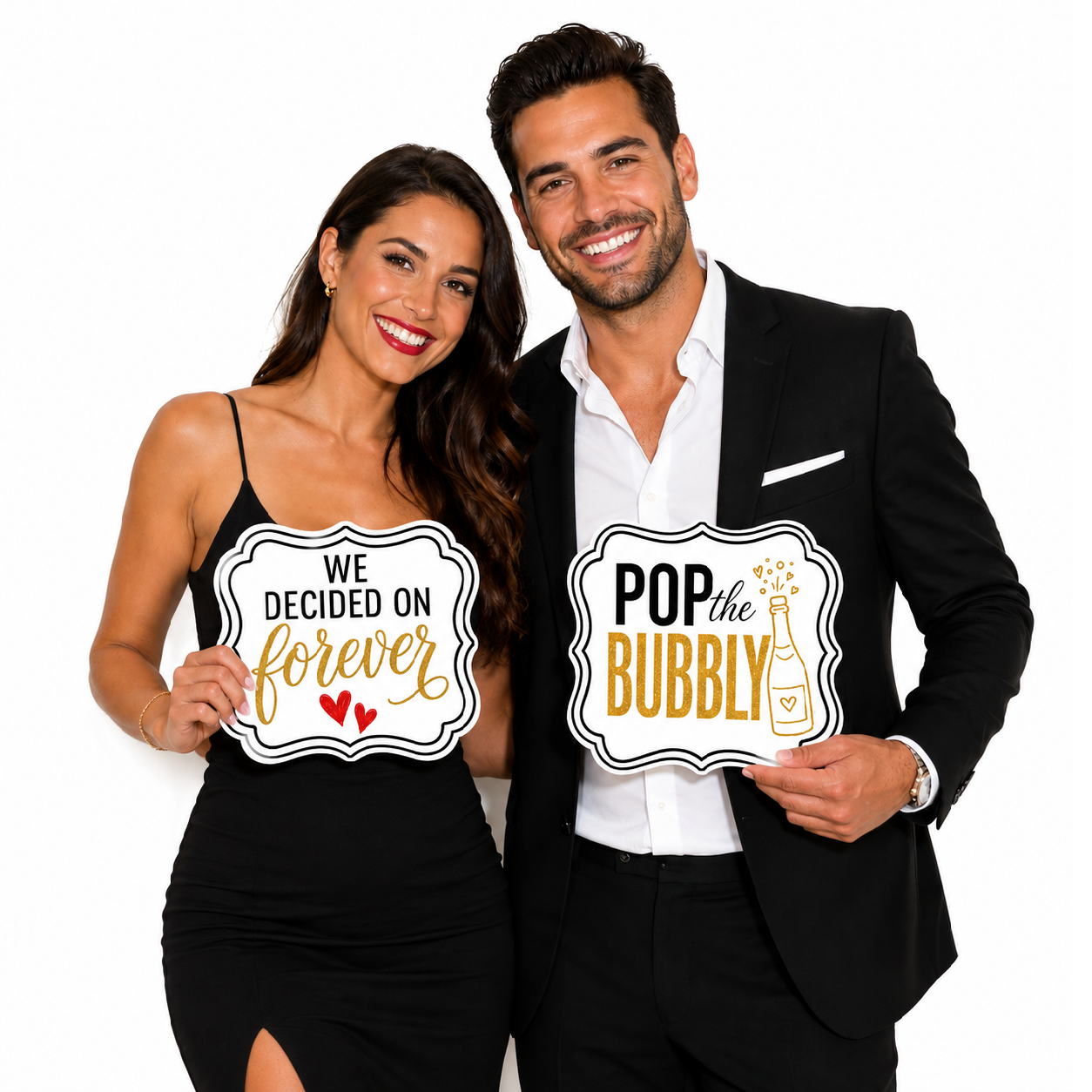 Elegant Engagement Photo Booth Props – 5 Double-Sided Wedding Props
