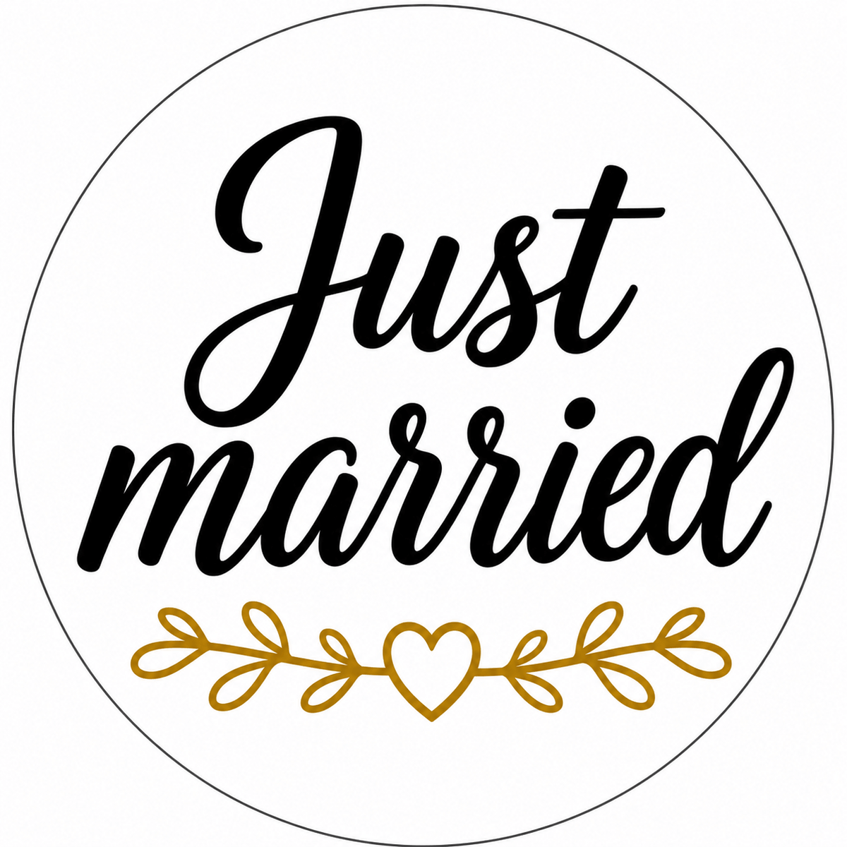 Just married sign from White, Black & Gold Wedding Photo Booth Props – 5 Double-Sided PVC Signs.