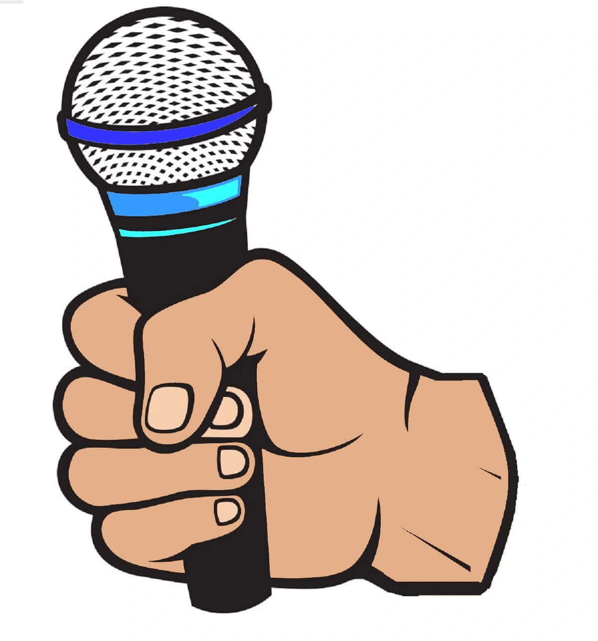 Oversized hand holding microphone photo booth prop for birthday parties