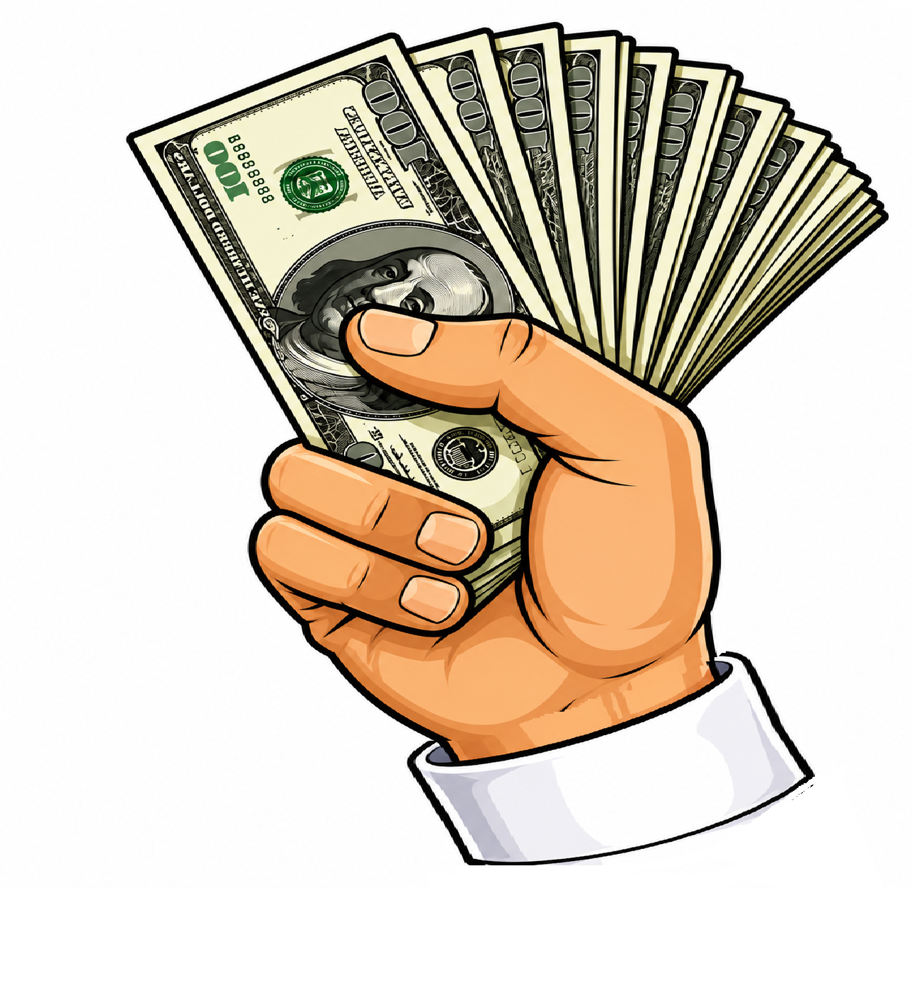 Oversized Money Hand Photo Booth Prop with Pop Socket – 15" PVC