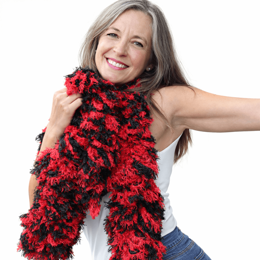 Super Sized RED AN BLACK Mixed Featherless Boa