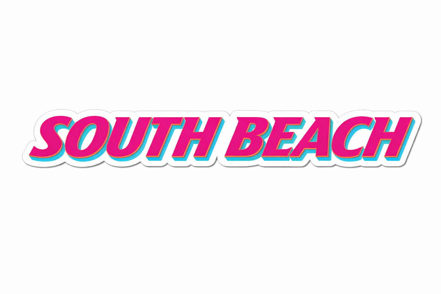 Colorful sticker of SOUTH BEACH prop, perfect for photo booth props and fun decoration.