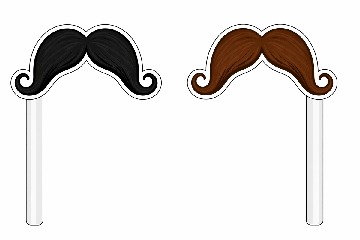 Ultimate Mustache Set Photo Booth Props featuring black and brown mustache designs for fun photo opportunities.