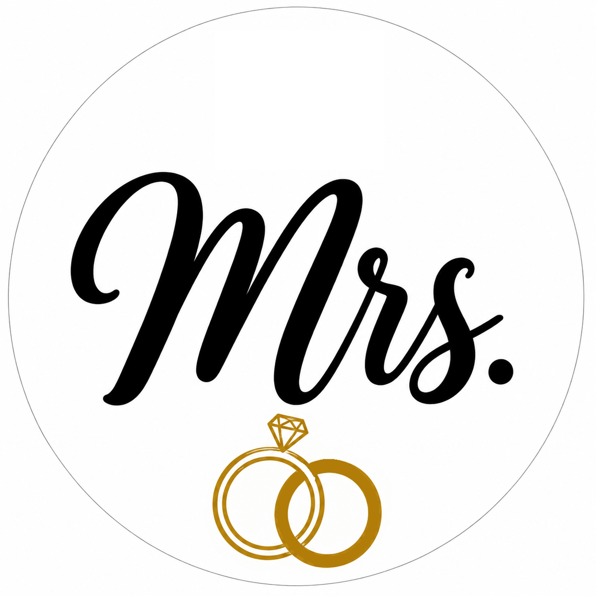 White, Black & Gold Wedding Photo Booth Props – 5 Double-Sided PVC Signs with elegant 'Mrs.' sign and wedding rings.