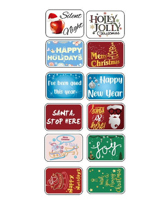" Merry Christmas  6 piece Collection" - Photo Booth Sign Props . Set of 6 - Double Sided