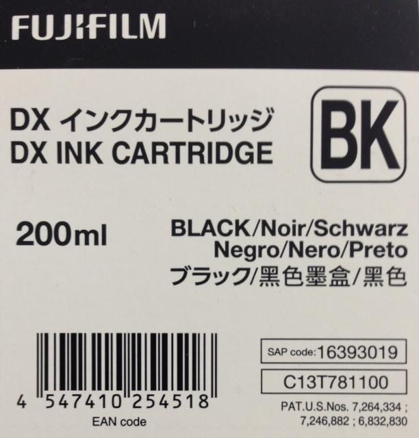 Fuji BLACK Ink Cartridge 200 ML for DX100 printer - Eventprinters.com