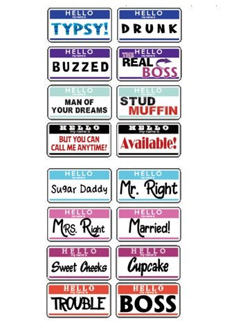 "Name Tags- 8 piece Collection" - Photo Booth Sign Props . Set of 8 - Double Sided - Eventprinters.com