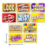 "SPANISH COLLECTION 1" - PHOTO BOOTH SIGN PROPS - EN ESPANOL. Set of 5 Double Sided PVC PROPS. - Eventprinters.com