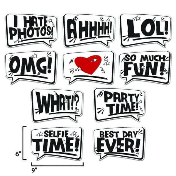 "Speech Bubble 2" - PHOTO BOOTH SIGN PROPS. Set of 5 Double Sided Props. - Eventprinters.com