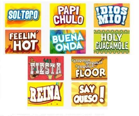 TEQUILA!! - PHOTO BOOTH SIGN PROPS - EN ESPANOL. Set of 10 Double Sided PVC PROPS. - Eventprinters.com